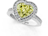 Silver Fancy Yellow Heart Cut-Cut Diamond Halo Engagement Ring with Pave Band and Prong Setting_13