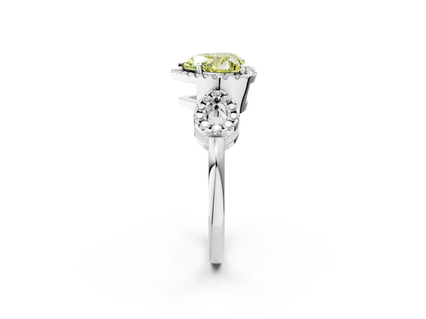 Sterling Silver Heart-Shaped Pave Infinity Halo Engagement Ring Setting for Fancy Yellow Center