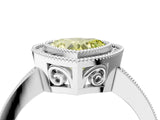 Silver Fancy Yellow Heart Cut Cut Halo Pavé Diamond Ring_16