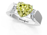 Silver Fancy Yellow Heart Cut Diamond Channel Set Solitaire Ring with Four-Prong Setting_72