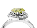 Silver Fancy Yellow Heart Cut Diamond Double Halo Ring with Split Shank and Four-Prong Setting_10