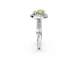 Silver Fancy Yellow Heart Cut Diamond Double Halo Ring with Split Shank and Four-Prong Setting_8