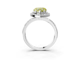 Silver Fancy Yellow Heart Cut Diamond Double Halo Ring with Split Shank and Four-Prong Setting_9