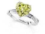 Silver Fancy Yellow Heart Cut Diamond Engagement Ring with Side Stone Accents and Four-Prong Setting_13