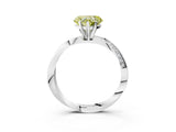 Silver Fancy Yellow Heart Cut Diamond Engagement Ring with Side Stone Accents and Four-Prong Setting_15