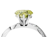 Silver Fancy Yellow Heart Cut Diamond Engagement Ring with Side Stone Accents and Four-Prong Setting_16