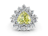 Silver Fancy Yellow Heart Cut Diamond Floral Double Halo Engagement Ring with Prong Setting_156