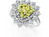 Silver Fancy Yellow Heart Cut Diamond Floral Double Halo Engagement Ring with Prong Setting_157