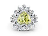 Silver Fancy Yellow Heart Cut Diamond Floral Double Halo Engagement Ring with Prong Setting_30