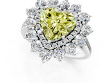Silver Fancy Yellow Heart Cut Diamond Floral Double Halo Engagement Ring with Prong Setting_31