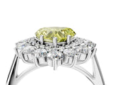 Silver Fancy Yellow Heart Cut Diamond Floral Double Halo Engagement Ring with Prong Setting_34