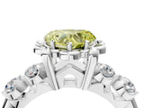 Silver Fancy Yellow Heart  Cut Diamond Floral Halo Engagement Ring with Shared Prong Setting 4