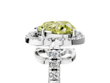 Silver Fancy Yellow Heart Cut Diamond Floral Halo Split Shank Prong Setting Ring_35
