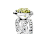 Silver Fancy Yellow Heart Cut Diamond Halo Ring with Round Split Shank and Prong Setting_5