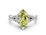 Silver Fancy Yellow Heart Cut Diamond  Halo Twist Band Solitaire Prong Setting Ring_12