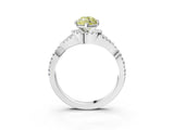 Silver Fancy Yellow Heart Cut Diamond  Halo Twist Band Solitaire Prong Setting Ring_15