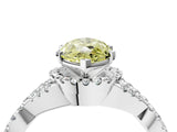 Silver Fancy Yellow Heart Cut Diamond  Halo Twist Band Solitaire Prong Setting Ring_16