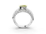 Silver Fancy Yellow Heart Cut Diamond Pave Art Deco Split Shank Ring with Four-Prong Setting_9