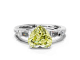 Silver Fancy Yellow Heart  Cut Diamond Ring with Baguette Side Stones, Channel Set Band, and Four-Prong Setting_12