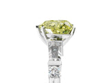 Silver Fancy Yellow Heart  Cut Diamond Ring with Baguette Side Stones, Channel Set Band, and Four-Prong Setting_17