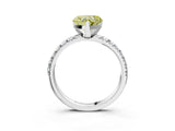 Silver Fancy Yellow Heart Cut Diamond Solitaire Pavé Engagement Ring with Round Band and Prong Setting_4