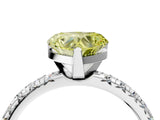 Silver Fancy Yellow Heart Cut Diamond Solitaire Pavé Engagement Ring with Round Band and Prong Setting_5