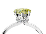 Silver Fancy Yellow Heart Cut Diamond Solitaire Ring with Classic Band and Four-Prong Setting_10
