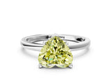 Silver Fancy Yellow Heart Cut Diamond Solitaire Ring with Classic Band and Four-Prong Setting_6
