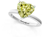 Silver Fancy Yellow Heart Cut Diamond Solitaire Ring with Classic Band and Four-Prong Setting_7