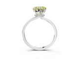 Silver Fancy Yellow Heart Cut Diamond Solitaire Ring with Classic Band and Four-Prong Setting_9