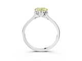 Silver Fancy Yellow Heart Cut Diamond Solitaire Ring with Flower Prong Setting and Classic Band_15