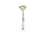 Silver Fancy Yellow Heart Cut Diamond Solitaire Ring with Pavé Band and Prong Setting_14