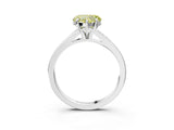 Silver Fancy Yellow Heart Cut Diamond Solitaire Ring with Pavé Band and Prong Setting_15