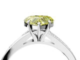 Silver Fancy Yellow Heart Cut Diamond Solitaire Ring with Pavé Band and Prong Setting_16