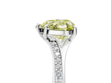 Silver Fancy Yellow Heart Cut Diamond Solitaire Ring with Pavé Band and Prong Setting_17