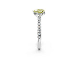 Silver Fancy Yellow Heart Cut Diamond Solitaire Ring with Round  Pavé Band and Four-Prong Setting_38