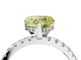 Silver Fancy Yellow Heart Cut Diamond Solitaire Ring with Round  Pavé Band and Four-Prong Setting_40
