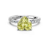 Silver Fancy Yellow Heart  Cut Diamond Solitaire with Pave Band and Four-Prong Setting 1