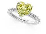Silver Fancy Yellow Heart  Cut Diamond Solitaire with Pave Band and Four-Prong Setting 2