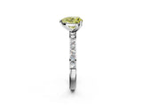 Silver Fancy Yellow Heart  Cut Diamond Solitaire with Pave Band and Four-Prong Setting 3