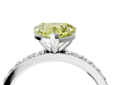 Silver Fancy Yellow Heart  Cut Diamond Solitaire with Pave Band and Four-Prong Setting 5