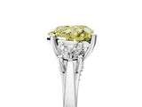 Silver Fancy Yellow Heart Cut Diamond Three-Stone Engagement Ring with Prong Setting and Pavé Band_11