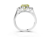 Silver Fancy Yellow Heart Cut Diamond Three-Stone Engagement Ring with Prong Setting and Pavé Band_9