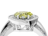 Silver Fancy Yellow Heart Cut Halo Diamond Engagement Ring with Pave Split Shank and Four-Prong Setting_10