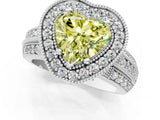 Silver Fancy Yellow Heart Cut Halo Diamond Engagement Ring with Pave Split Shank and Four-Prong Setting_7