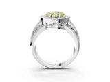 Silver Fancy Yellow Heart Cut Halo Diamond Engagement Ring with Pave Split Shank and Four-Prong Setting_9