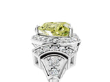 Silver Fancy Yellow Heart Cut Halo Diamond Split Shank Engagement Ring with Four-Prong Setting_11