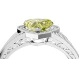 Silver Fancy Yellow Heart Cut Halo Diamond Split Shank Ring with Prong Setting_10