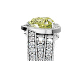 Silver Fancy Yellow Heart Cut Halo Diamond Split Shank Ring with Prong Setting_35