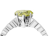 Silver Fancy Yellow Heart Cut Solitaire Diamond Ring with Infinity Twist Band and Four-Prong Setting_10